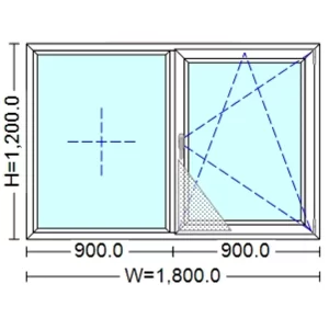 uPVC Fixed + Tilt & Turn Window 1800 mm x 1200 mm (+ Prefabricated Insect Screen, Fiberglass mesh)