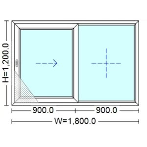 uPVC Fixed, Sliding (Horizontal) Window 1800 mm x 1200 mm (+ Prefabricated Insect Screen, Fiberglass mesh)