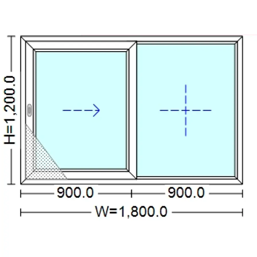 uPVC Fixed, Sliding (Horizontal) Window 1800 mm x 1200 mm (+ Prefabricated Insect Screen, Fiberglass mesh)